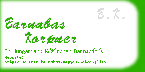 barnabas korpner business card